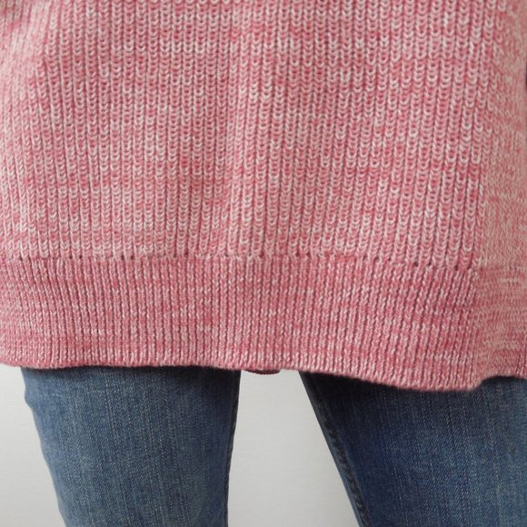 ANA Sweater L Casual Hi/Low Hem Red Heather X-Neck Oversized Fit Long Sleeves - Picture 7 of 13